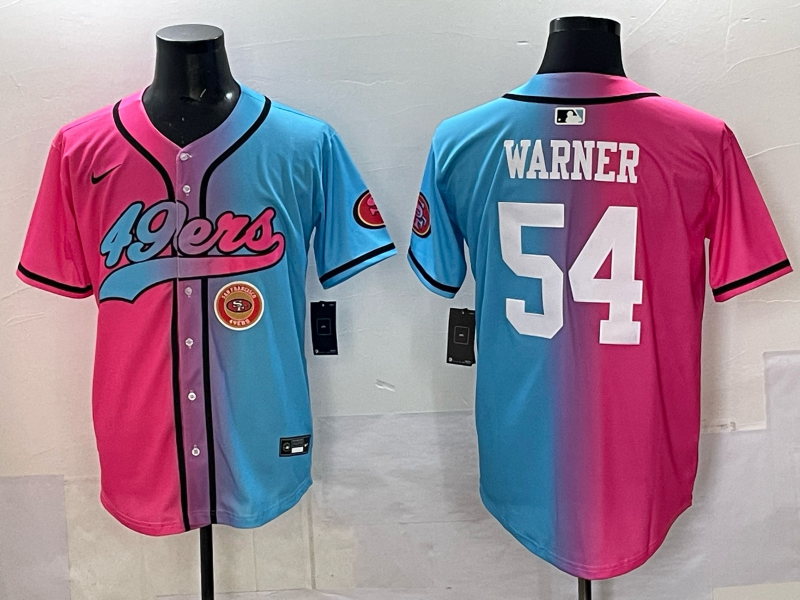 Men 2025 San Francisco 49ers #54 Warner Pink Blue pink Nike Limited NFL Jersey 0013->san francisco 49ers->NFL Jersey